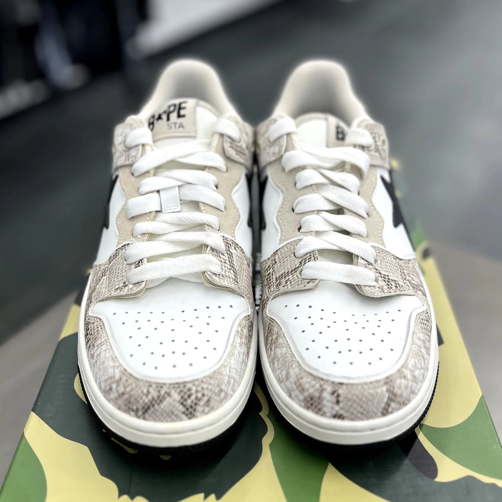 A Bathing Ape Sk8 Sta #1 Beige Snakeskin - Preowned