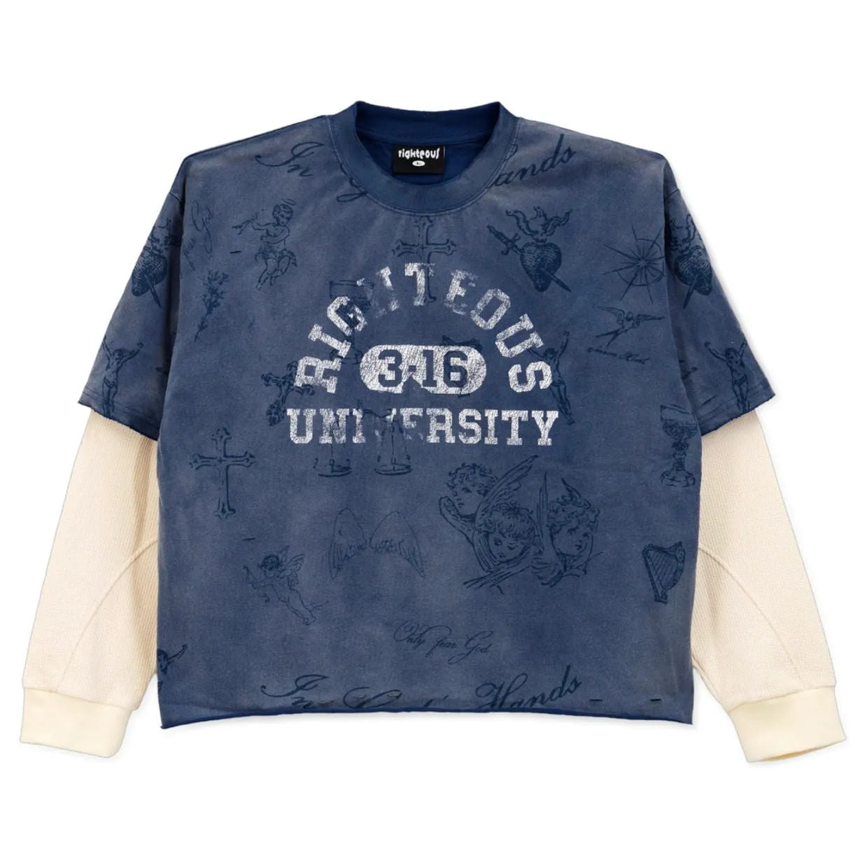 We are Righteous University Thermal LS Tee (Navy) - Preowned