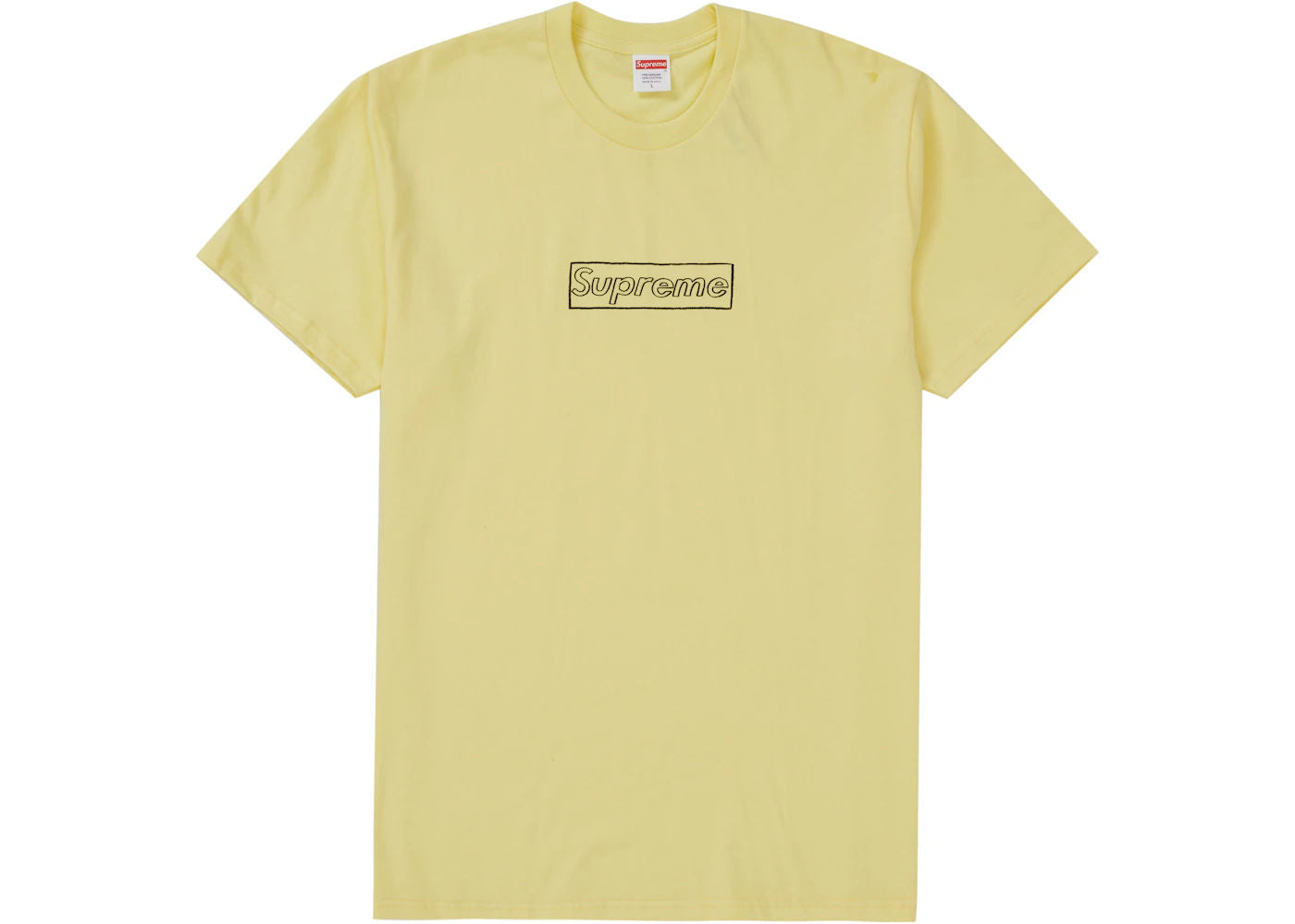Supreme KAWS Chalk Logo Tee (Pale Yellow)