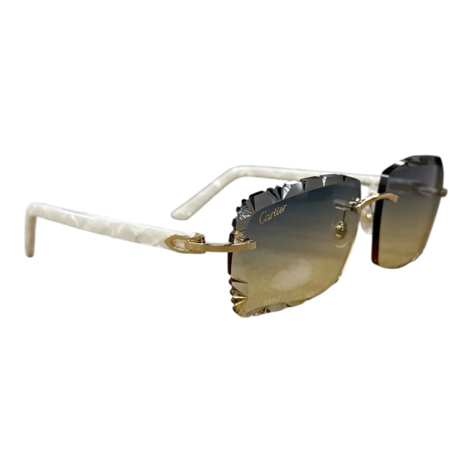 Cartier Glasses (Composite Sticks/Blue Graident Diamon Cut Lenses) + Extra Lenses