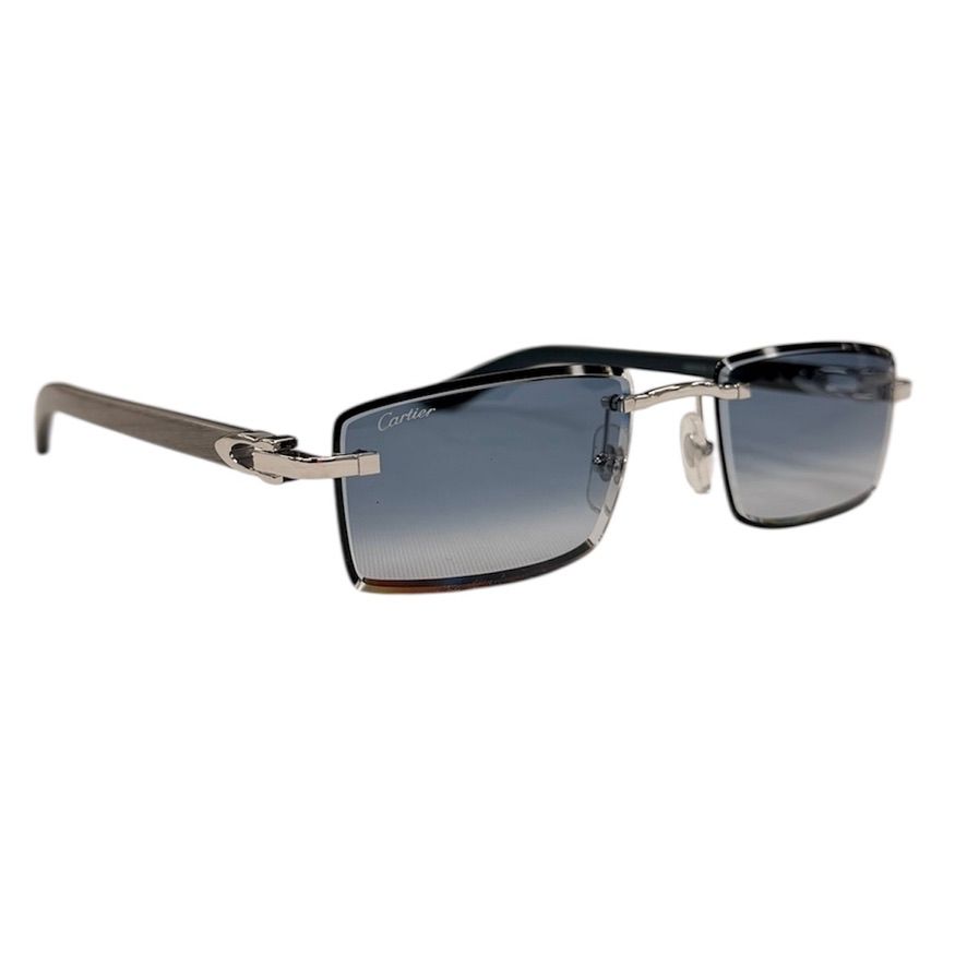 Cartier Glasses 2026 (Grey Wood Sticks/2 Tone Gradient Lenses + Extra Set of DIamond Cut Lense))