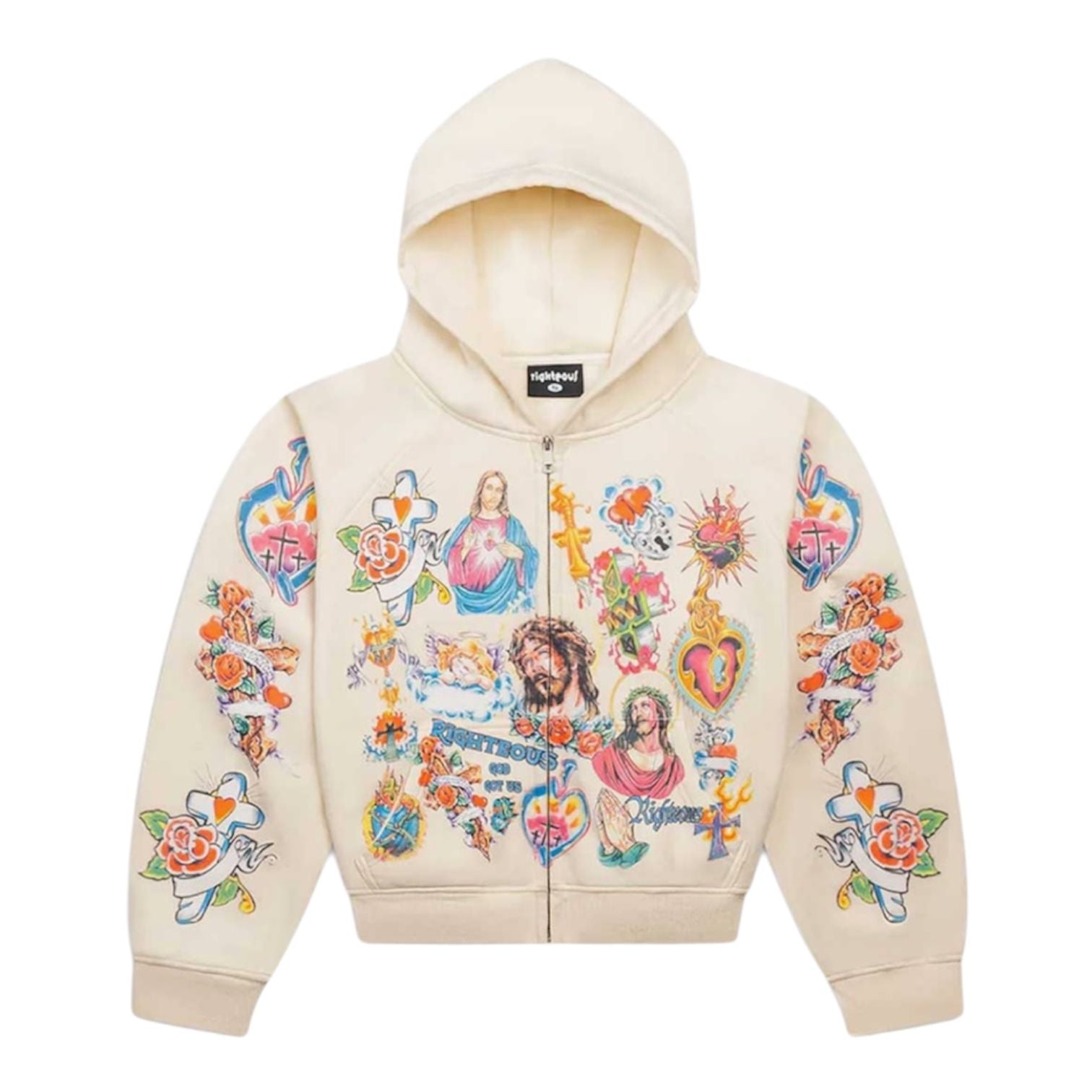 We Are Righteous Risen King Zip Up Hoodie (Cream)