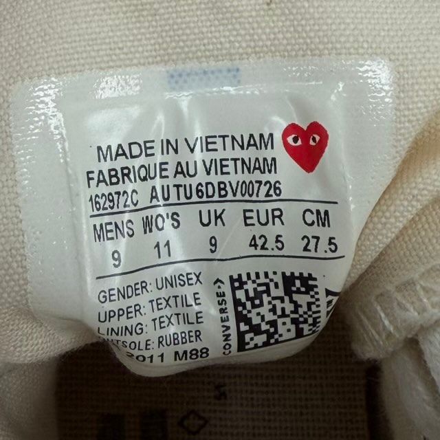 Converse Chuck Taylor All Star 70 Hi Comme des Garcons PLAY Multi-Heart White - Preowned