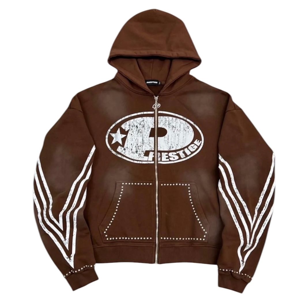 Prestige P Logo Rhinestone Hoodie (Brown) - Preowned