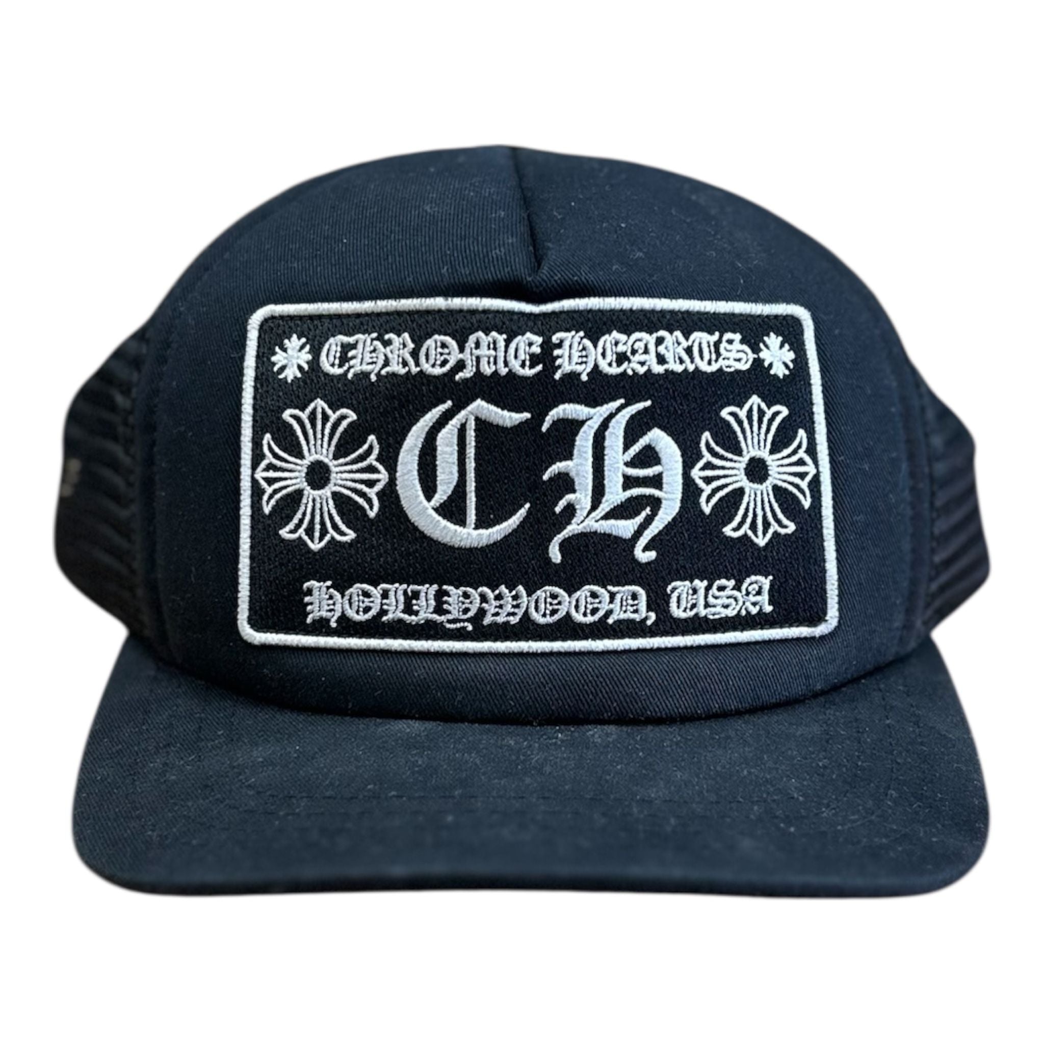 Chrome Hearts CH Hollywood Trucker Hat (Black/Black) - Preowned