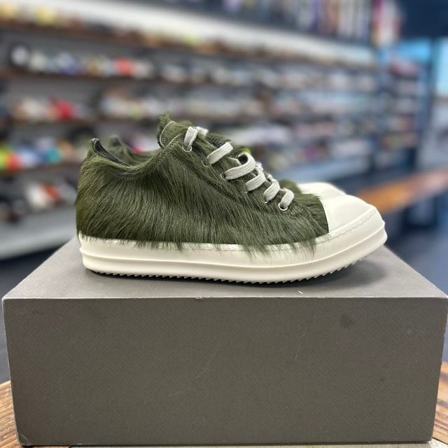 Rick Owen Ramone Pony Hair Low (Green) - Preowned