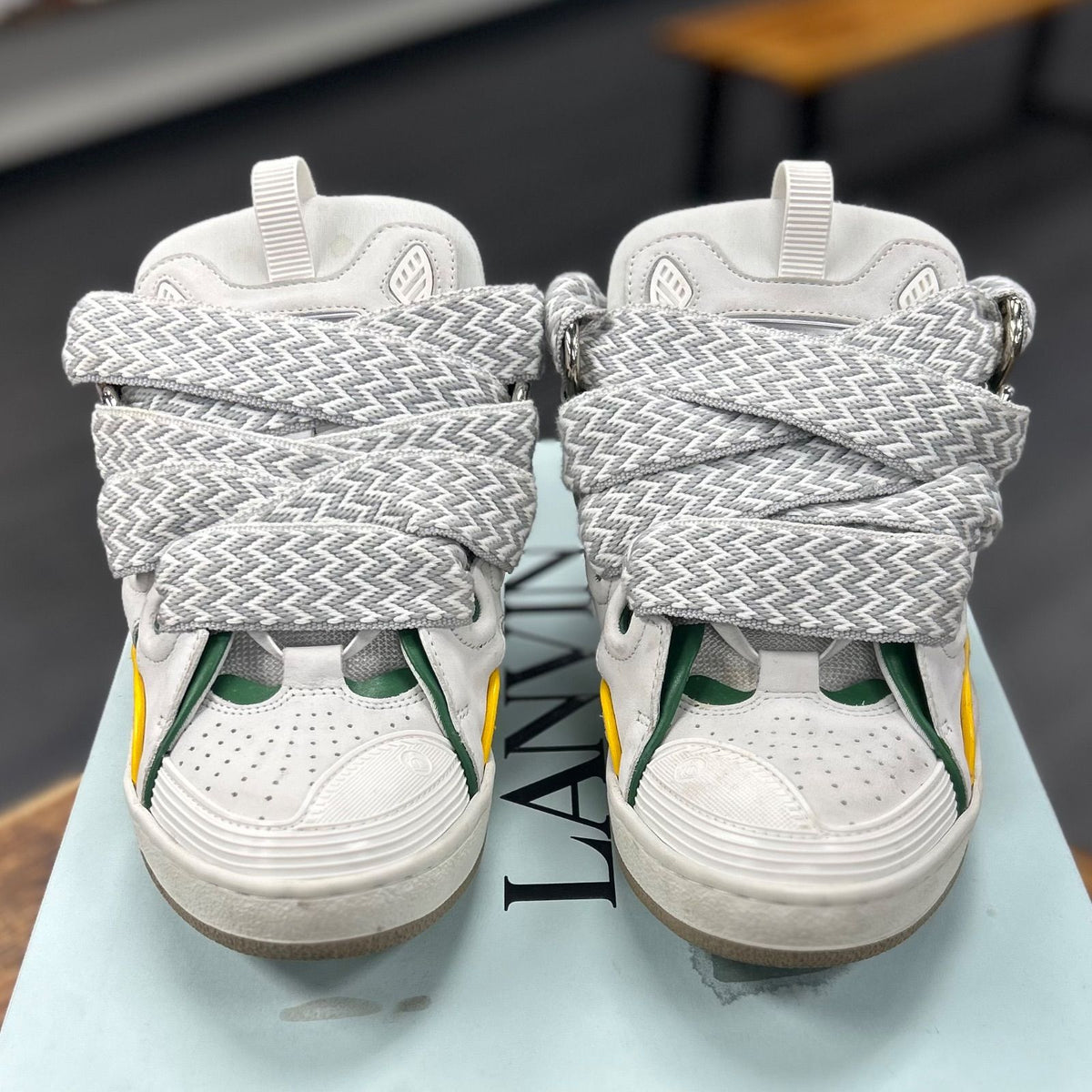 Lanvin Curb Sneakers 'White Green Yellow' SSENSE Exclusive - Preowned
