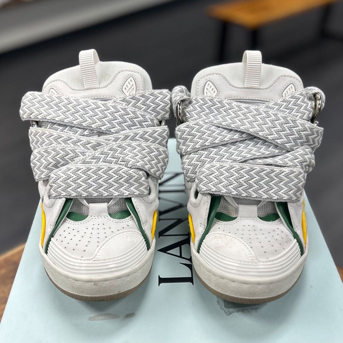 Lanvin Curb Sneakers 'White Green Yellow' SSENSE Exclusive - Preowned