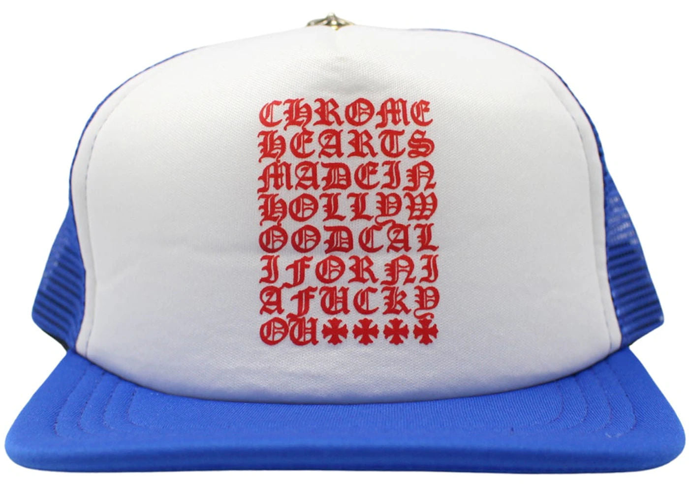 Chrome Hearts Eyechart Trucker Hat Blue/White/Red - Preowned