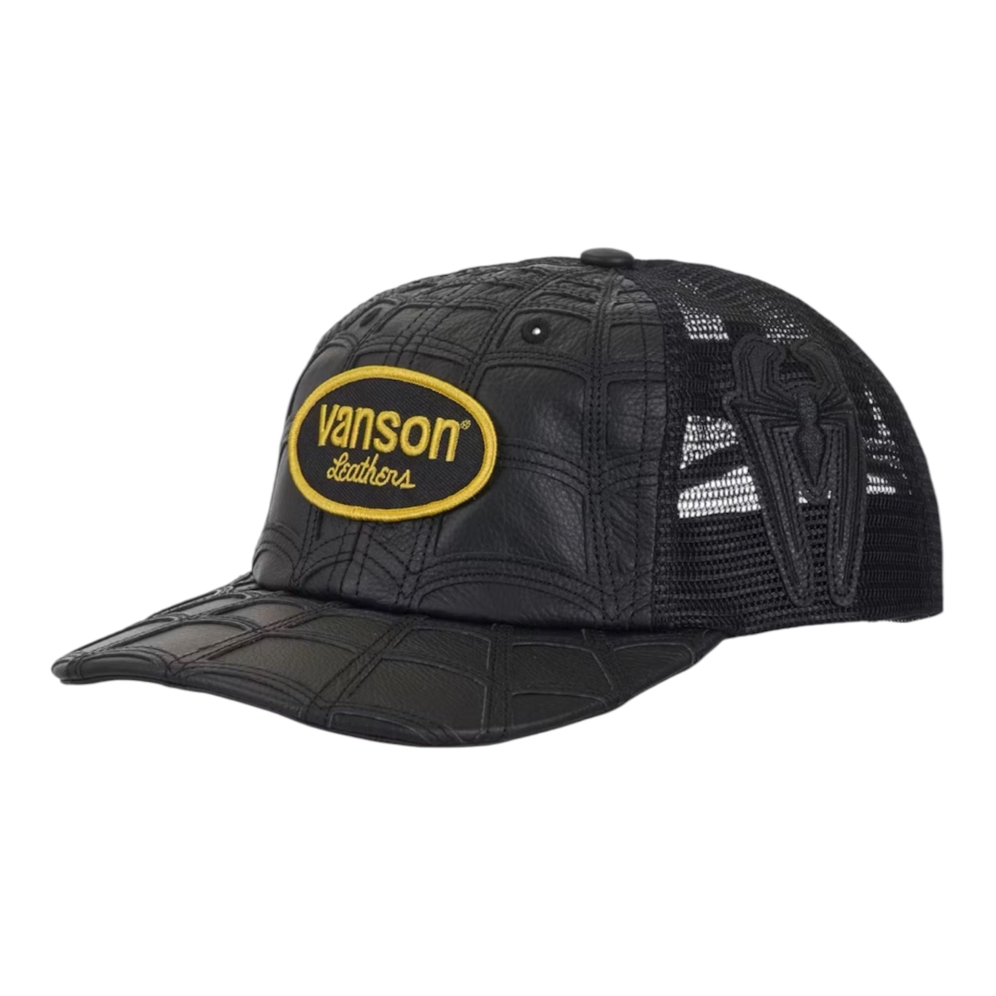 Supreme Vanson Leathers Spider-Man Mesh Back 6-Panel Hat Black