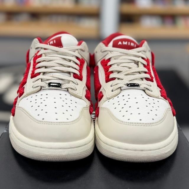 AMIRI Skel Top Low White Red Chenille - Preowned