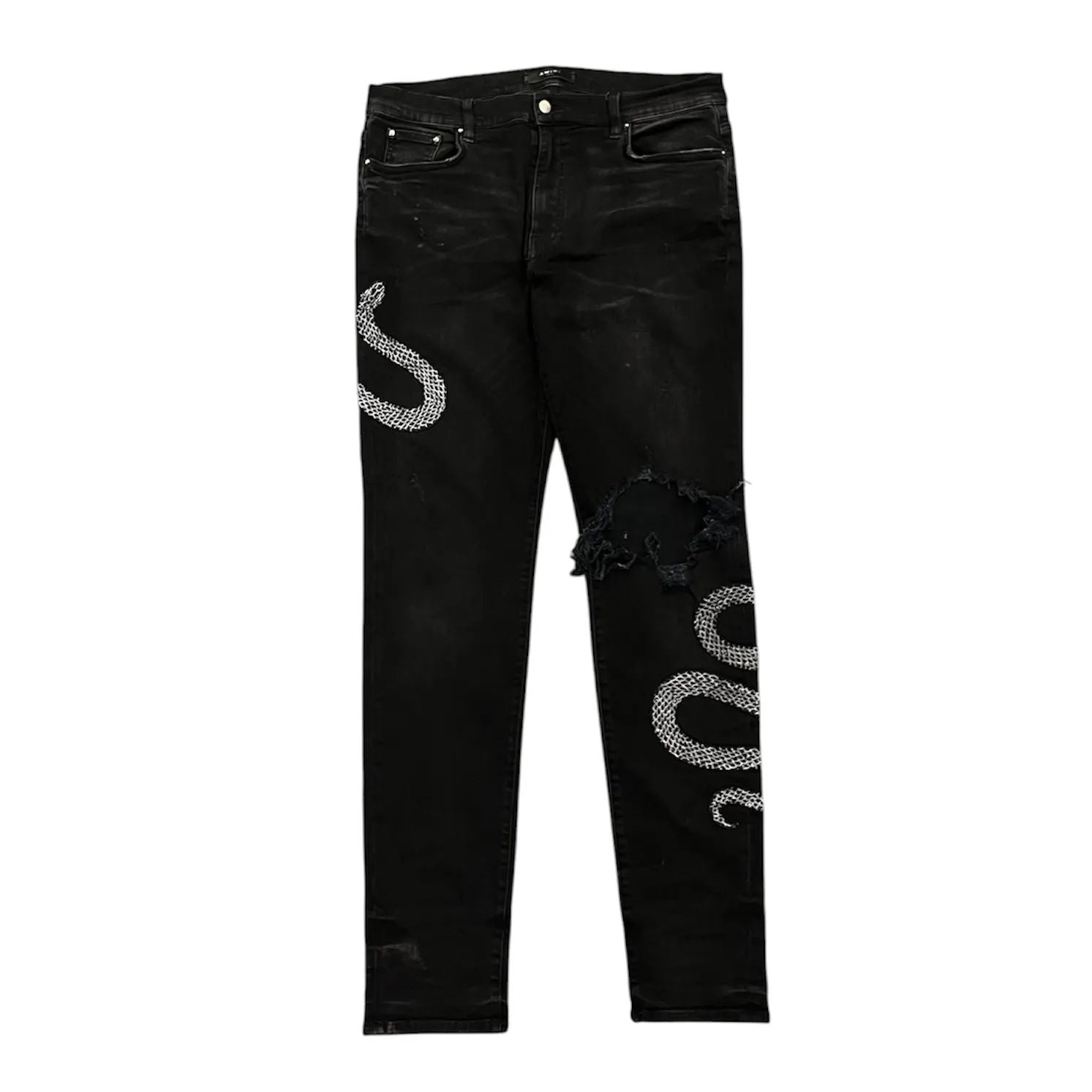 Amiri Snake Art Patch JEan (Black) - Preowned