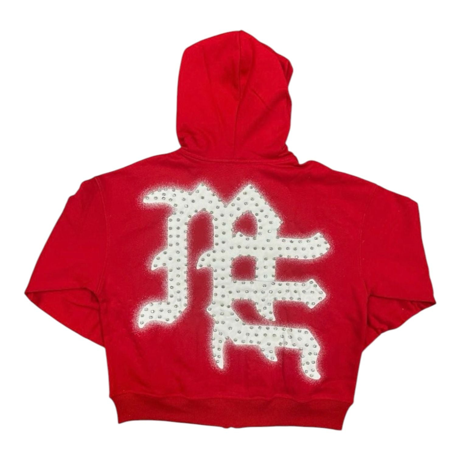 Mixed Emotion End Rhinetone Hoodie (Red)