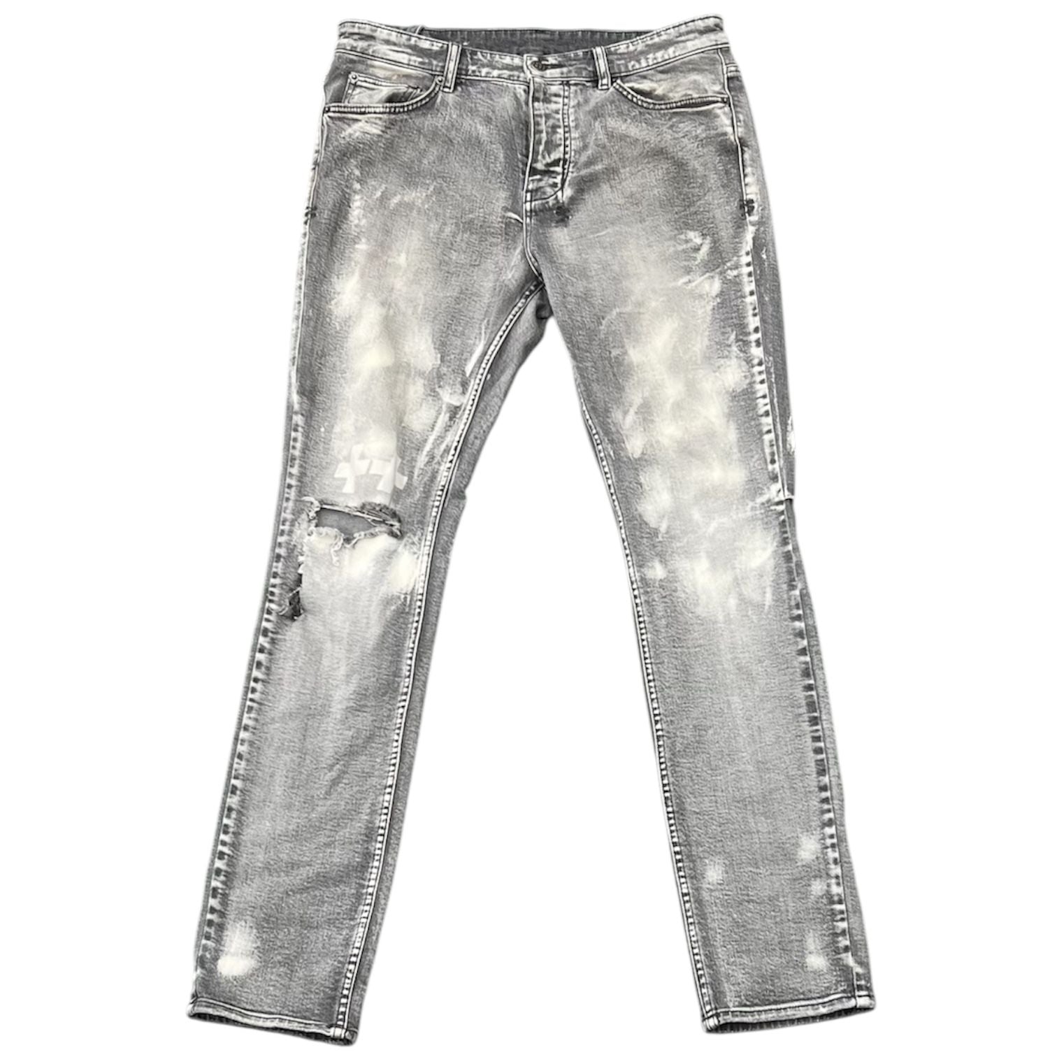 Ksubi Chitch Hypnotize Trashed Denim Jeans Dark Grey - Preowned