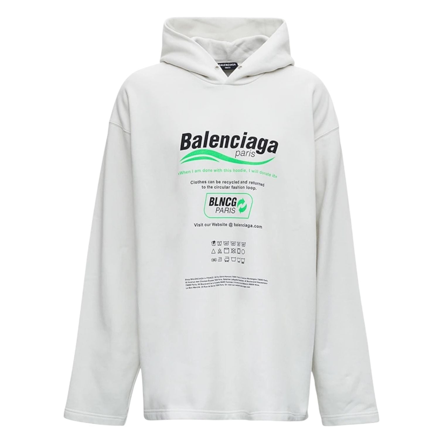 Balenciaga Recycle Jersey Hooded Tee (White) - Preowned