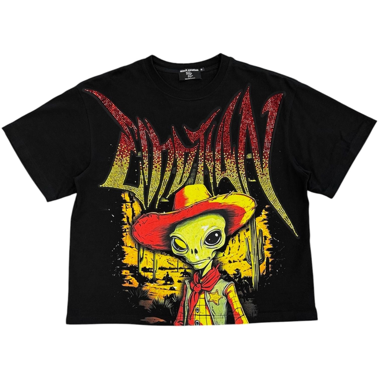 Mixed Emotion Ranger Rhinestone Tee (Black) - Preowned