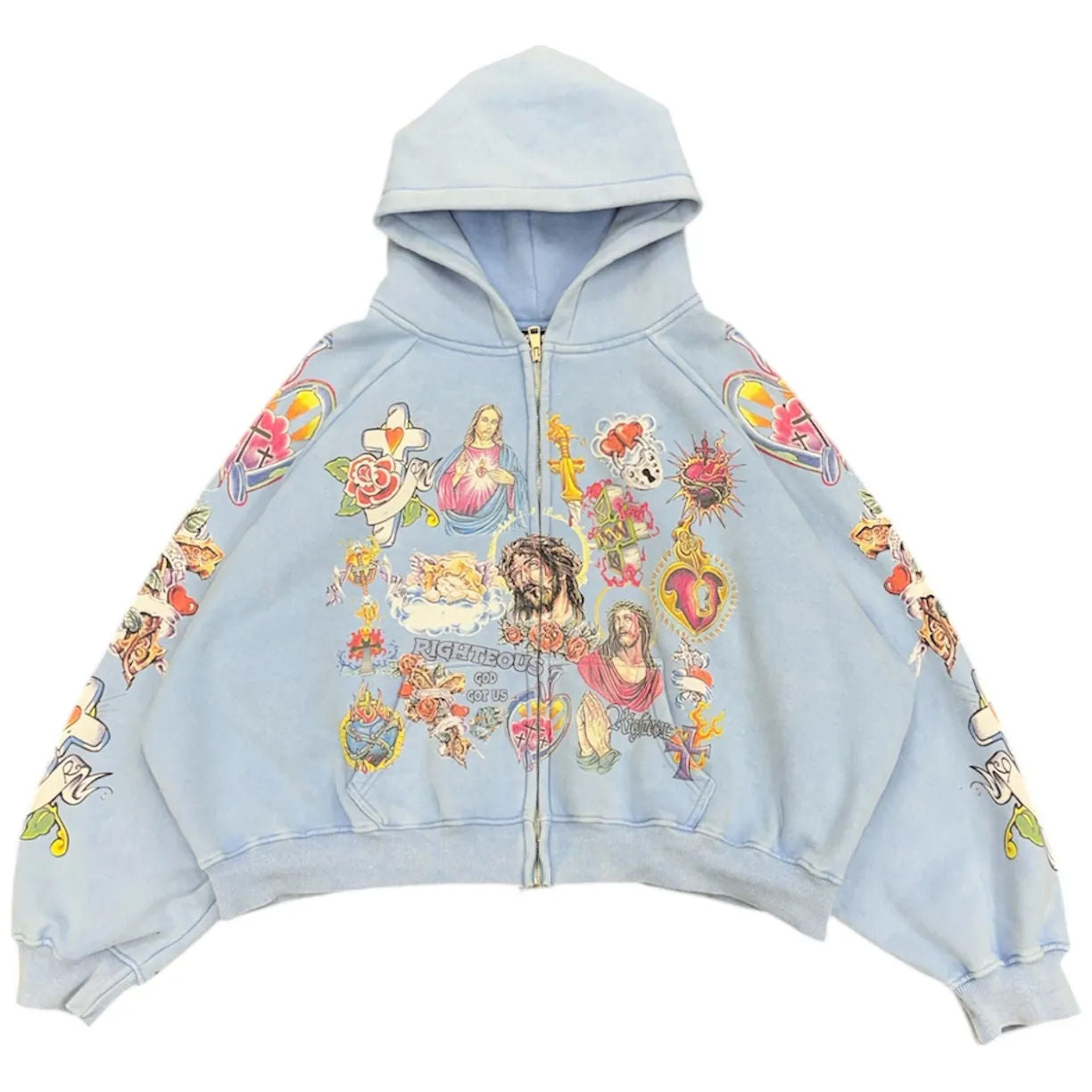We Are Righteous Risen King Zip Up Hoodie (Blue) - Preowned