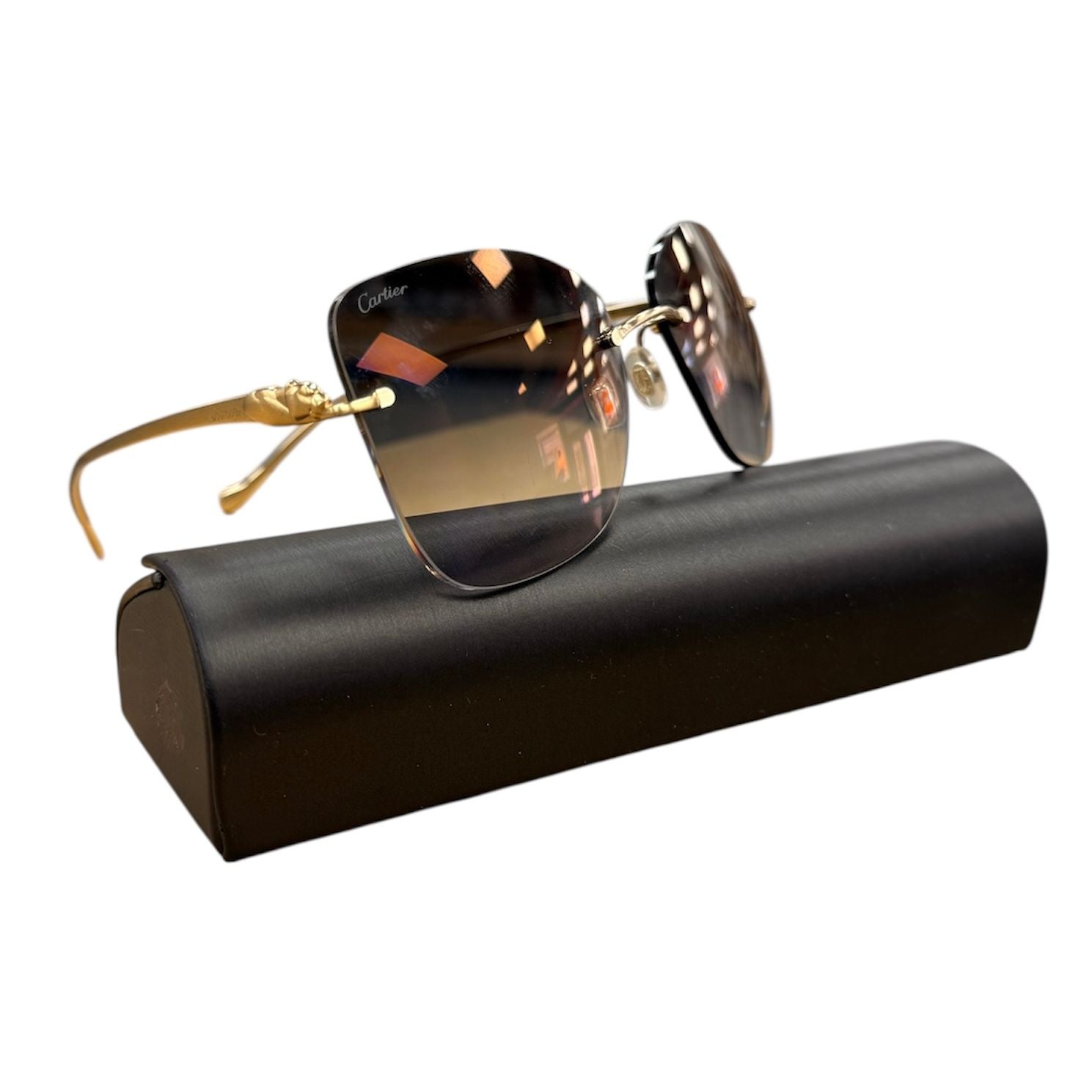 Cartier Panther Sunglasses (Black/Gold) - Preowned