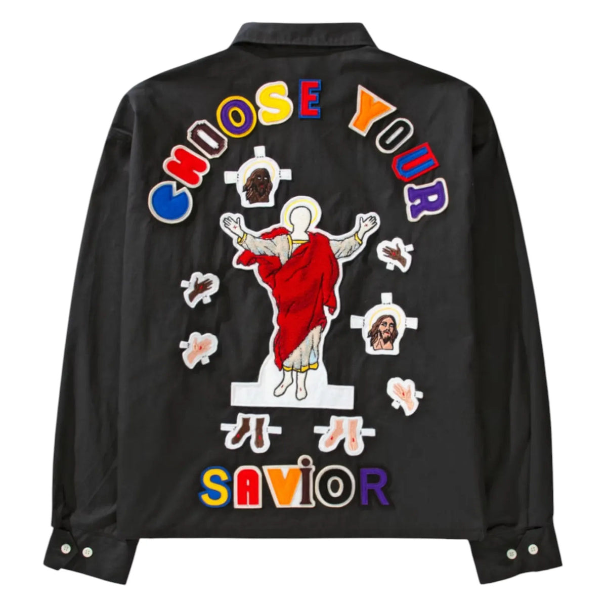 Saint Tears "Chose Your Savior" Chain-Stitched Coach Jacket (Black)