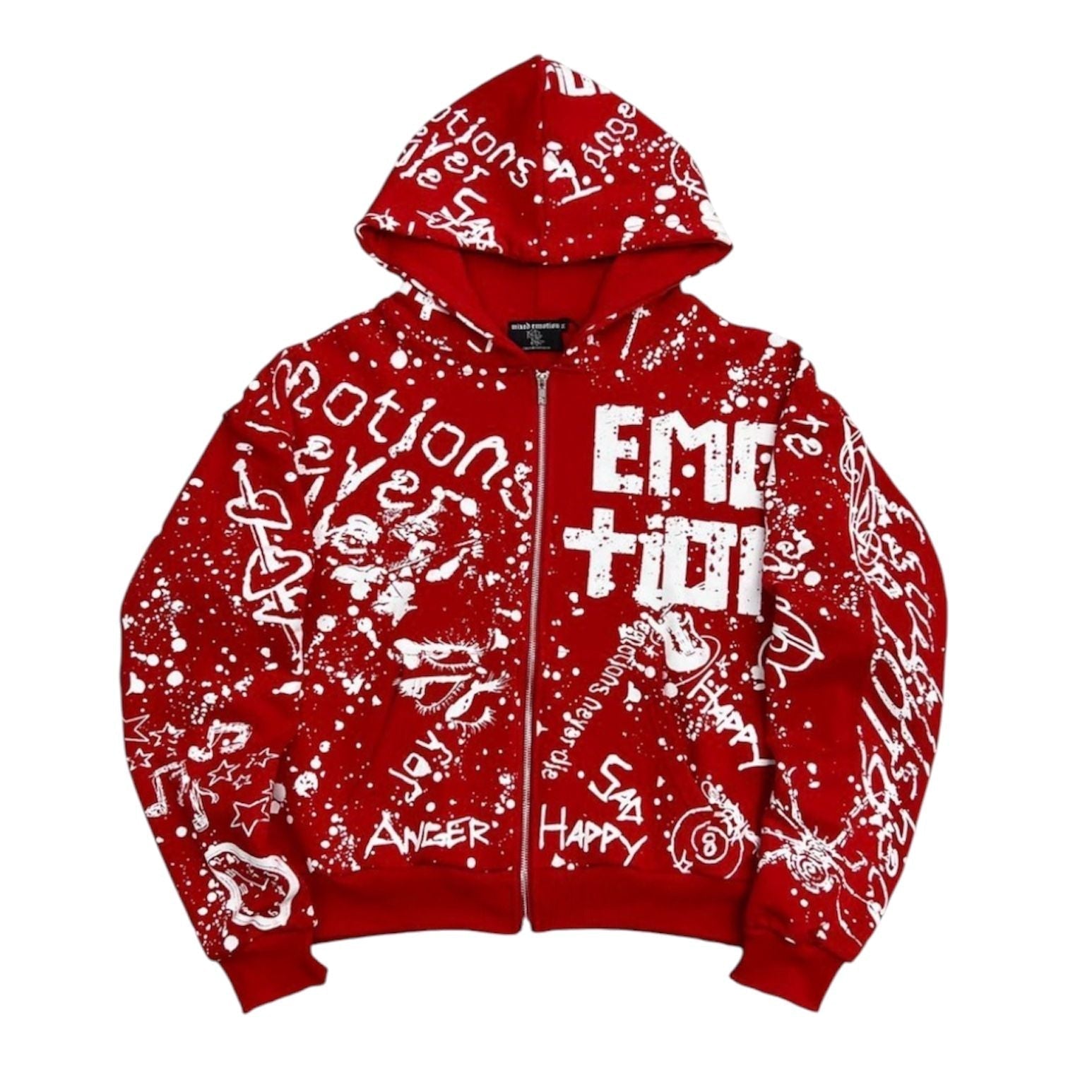Mixed Emotion Graffiti Hoodie (Red)