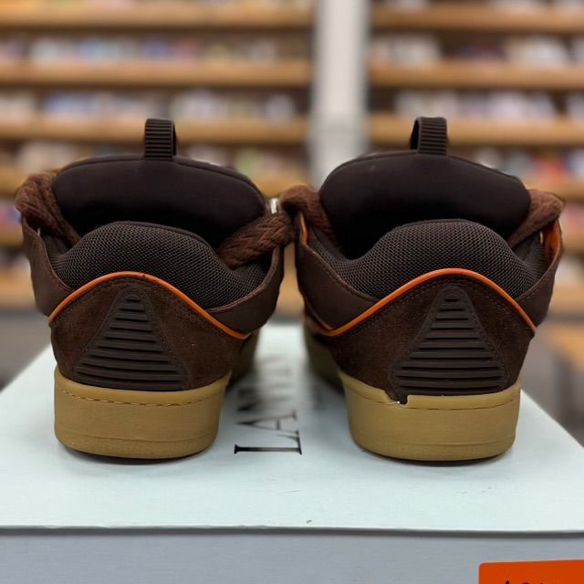 Lanvin SSense Exclusive Leather Curb Sneakers (Brown) - Preowned