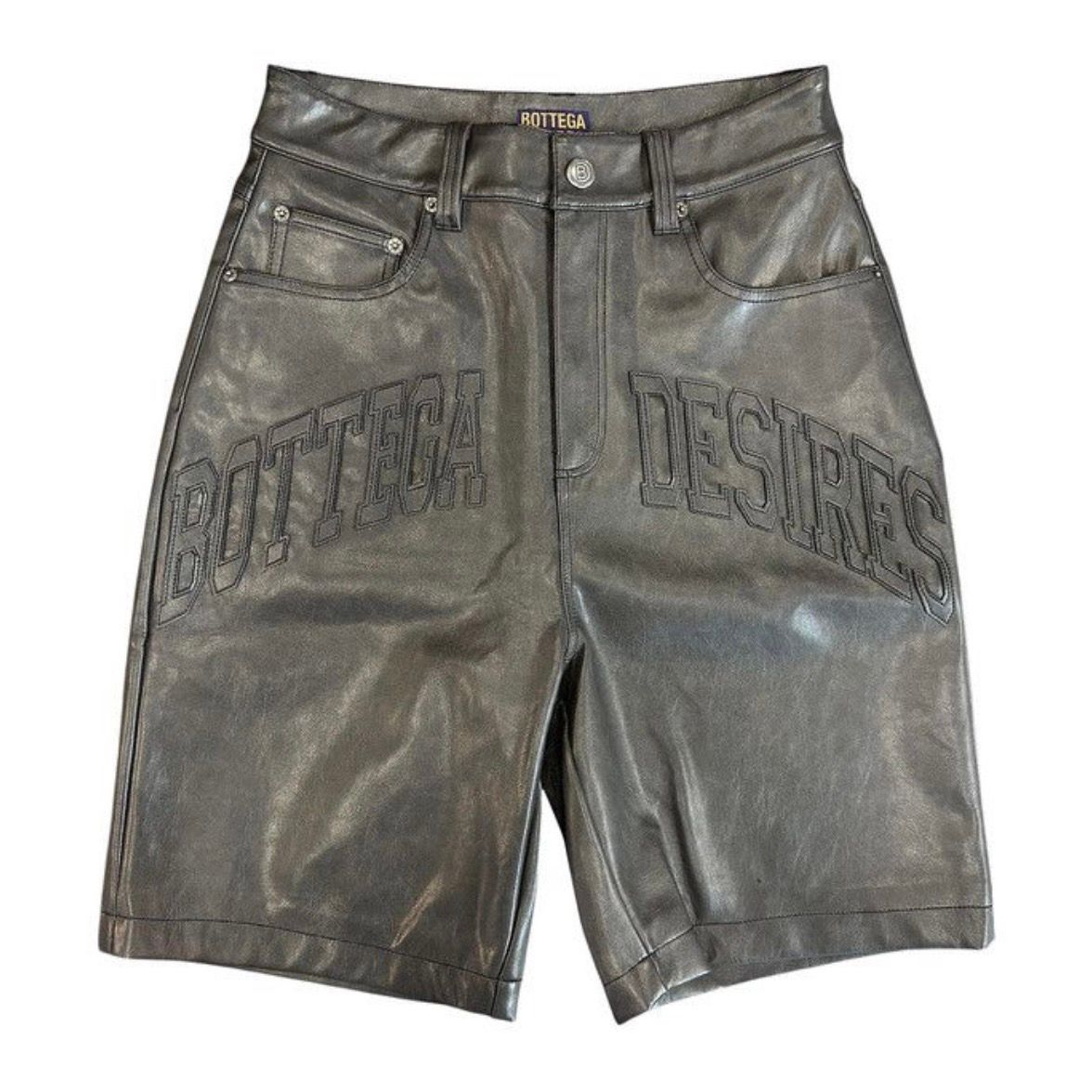 Bottega Desires Leather Shorts (Grey)