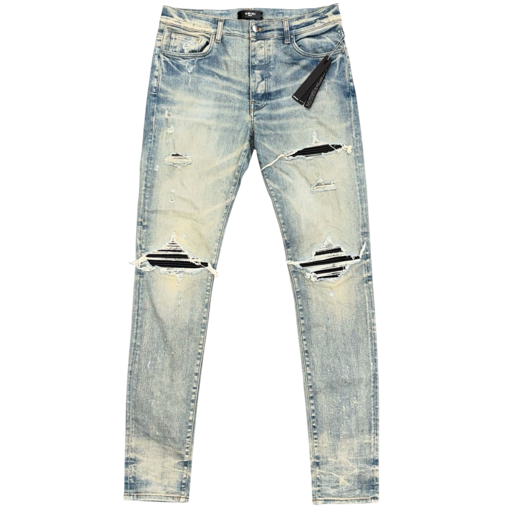 Amiri MX1 Black Leather Patch Jean (Clay Indigo)