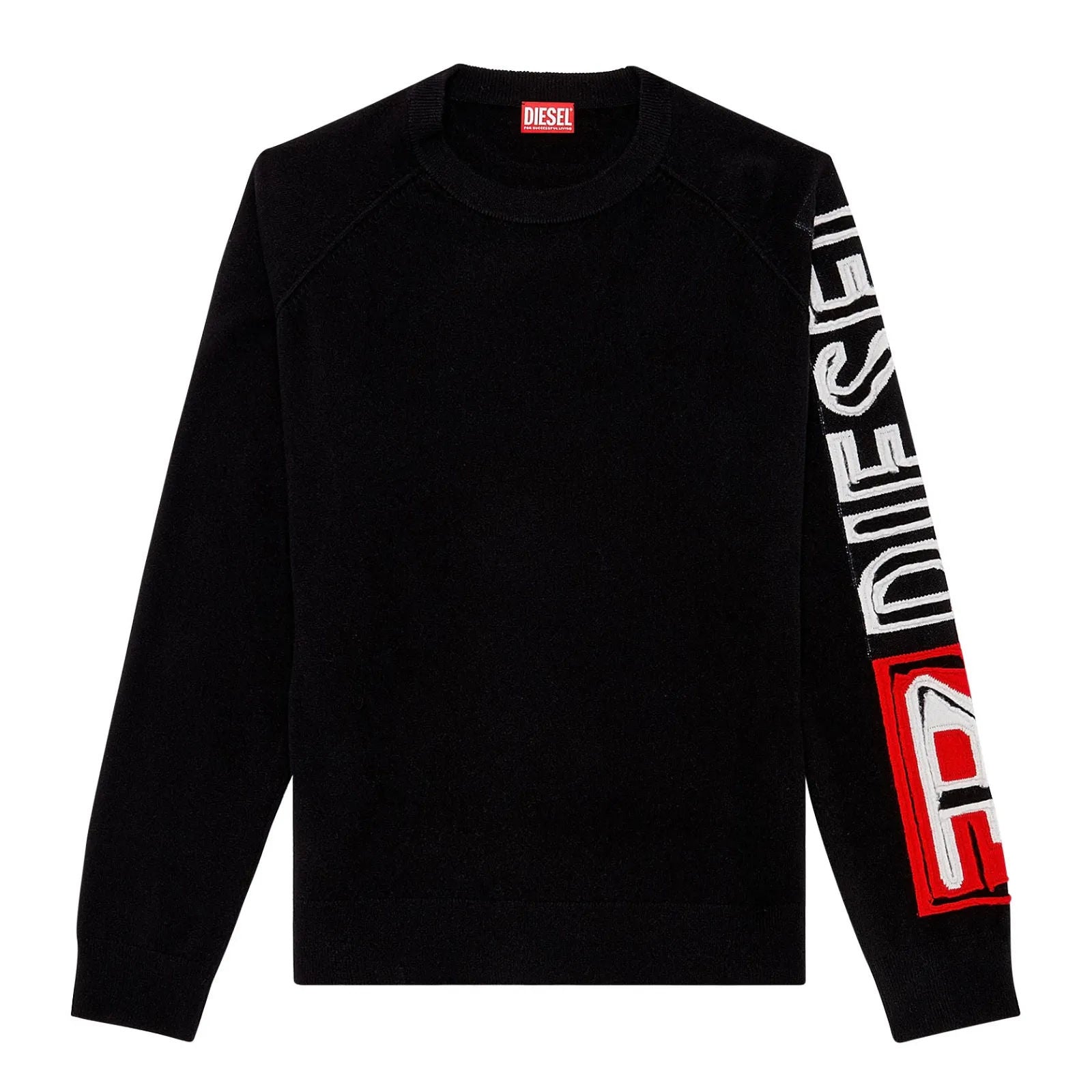 Diesel Jumper With Peel-Off Intarsia Logo (Black) - Preowned