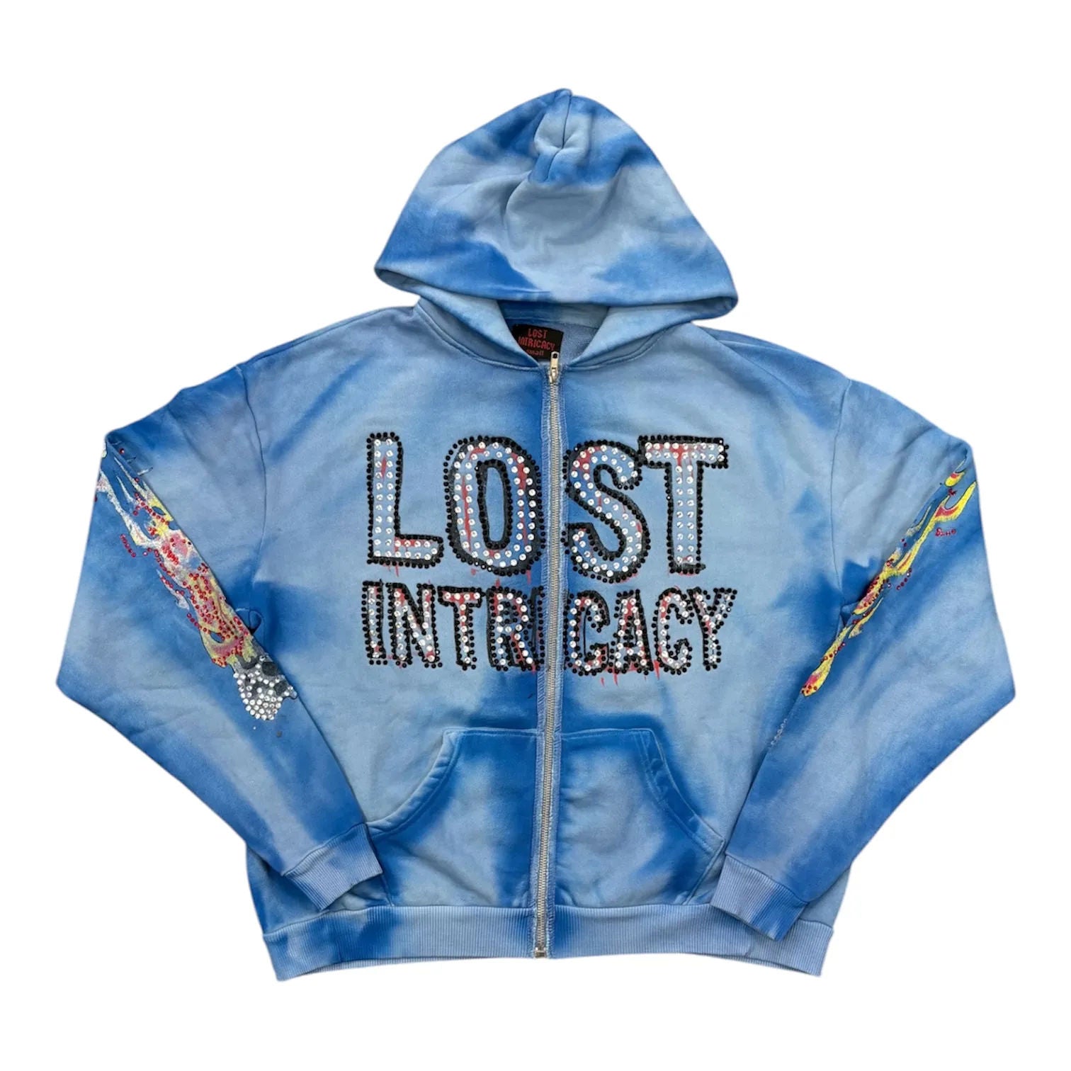 Lost Intricacy Crystal Zip Up Hoodie (Blue)