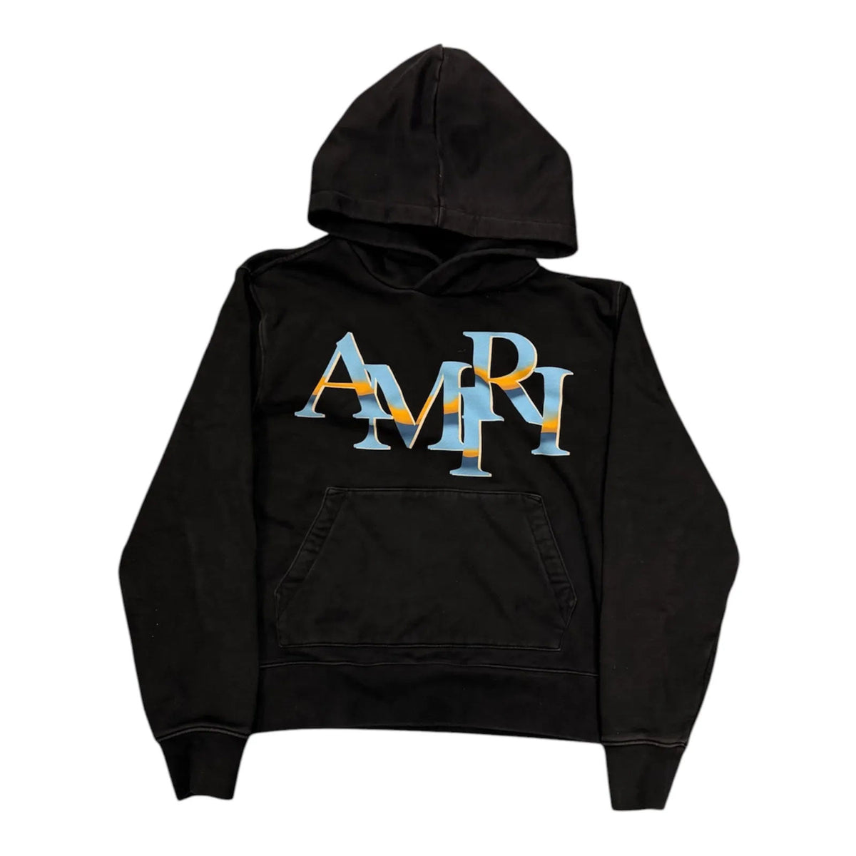 Amiri Staggered Logo Hoodie (Black) - Preowned