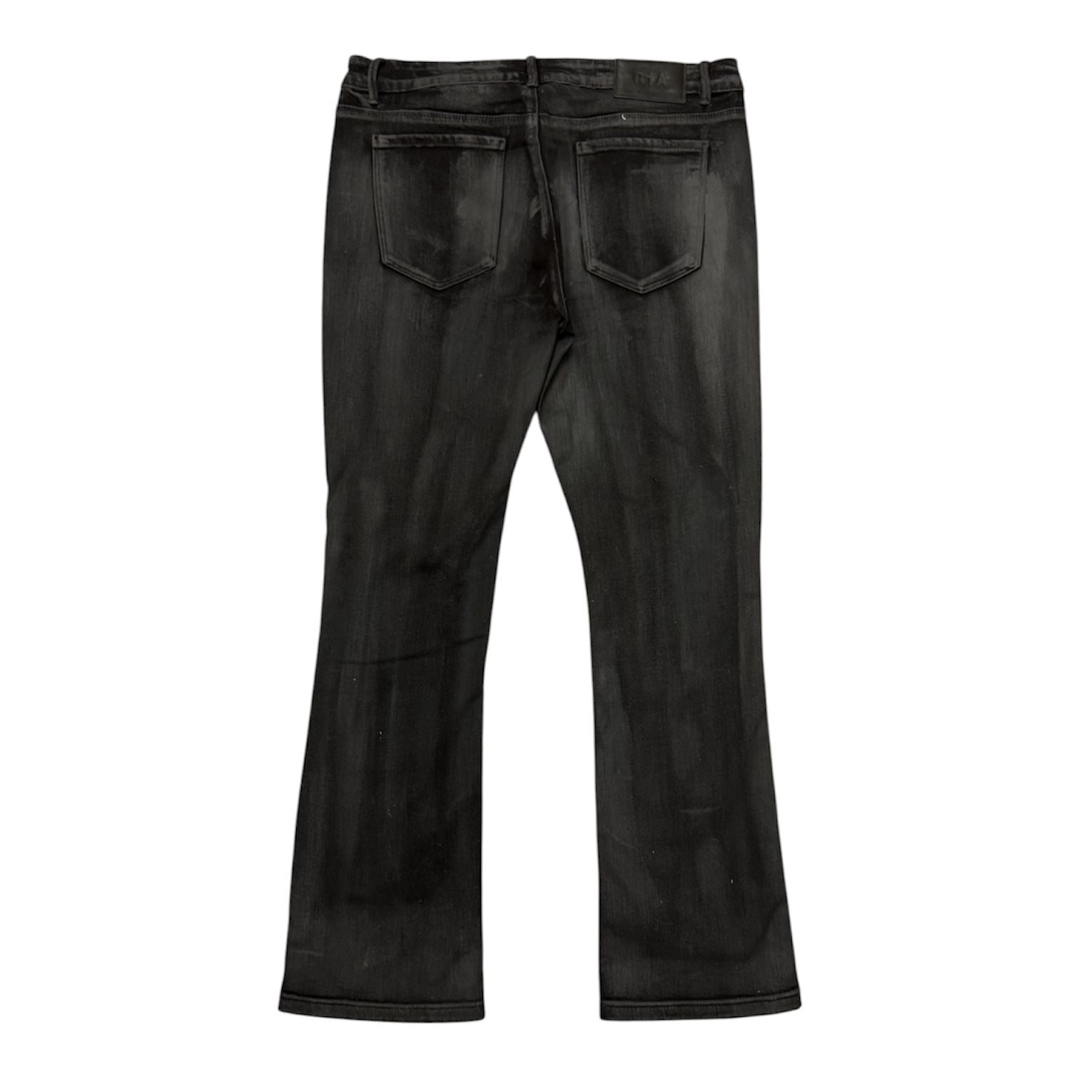 RTA Waxed Flare Jeans (Black) - Preowned