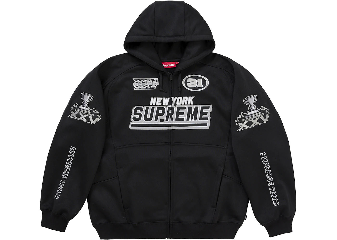 Supreme Football Zip Up Hooded Sweatshirt (FW25) Black - Preowned