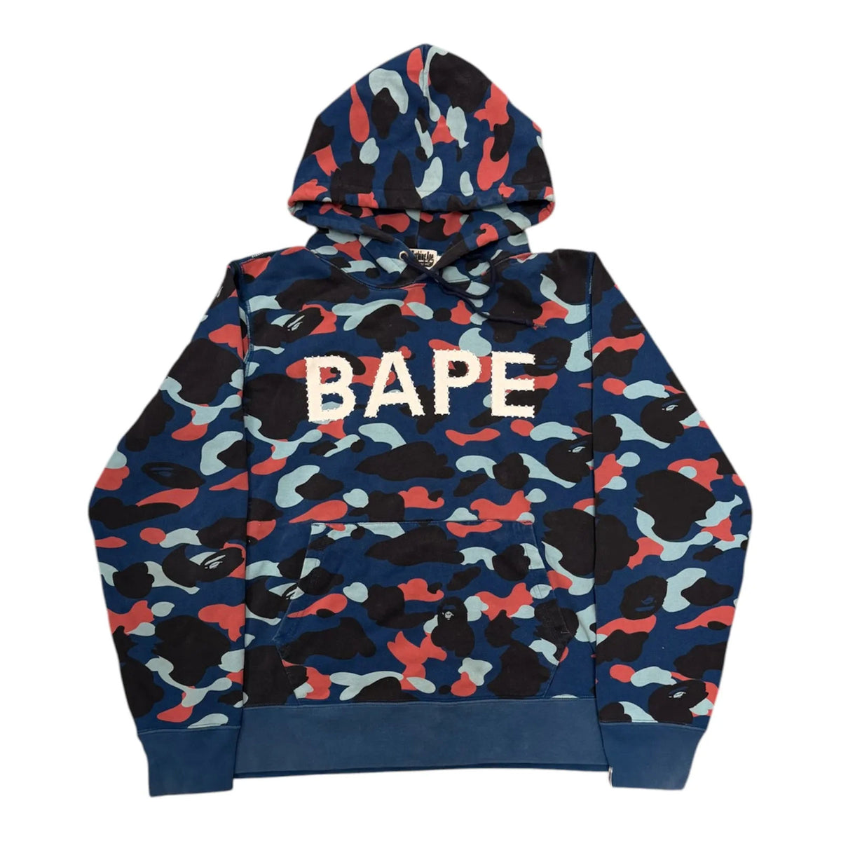 Bape Rhinestone Pullover Hoodie (Blue/Multi Camo) - Preowned