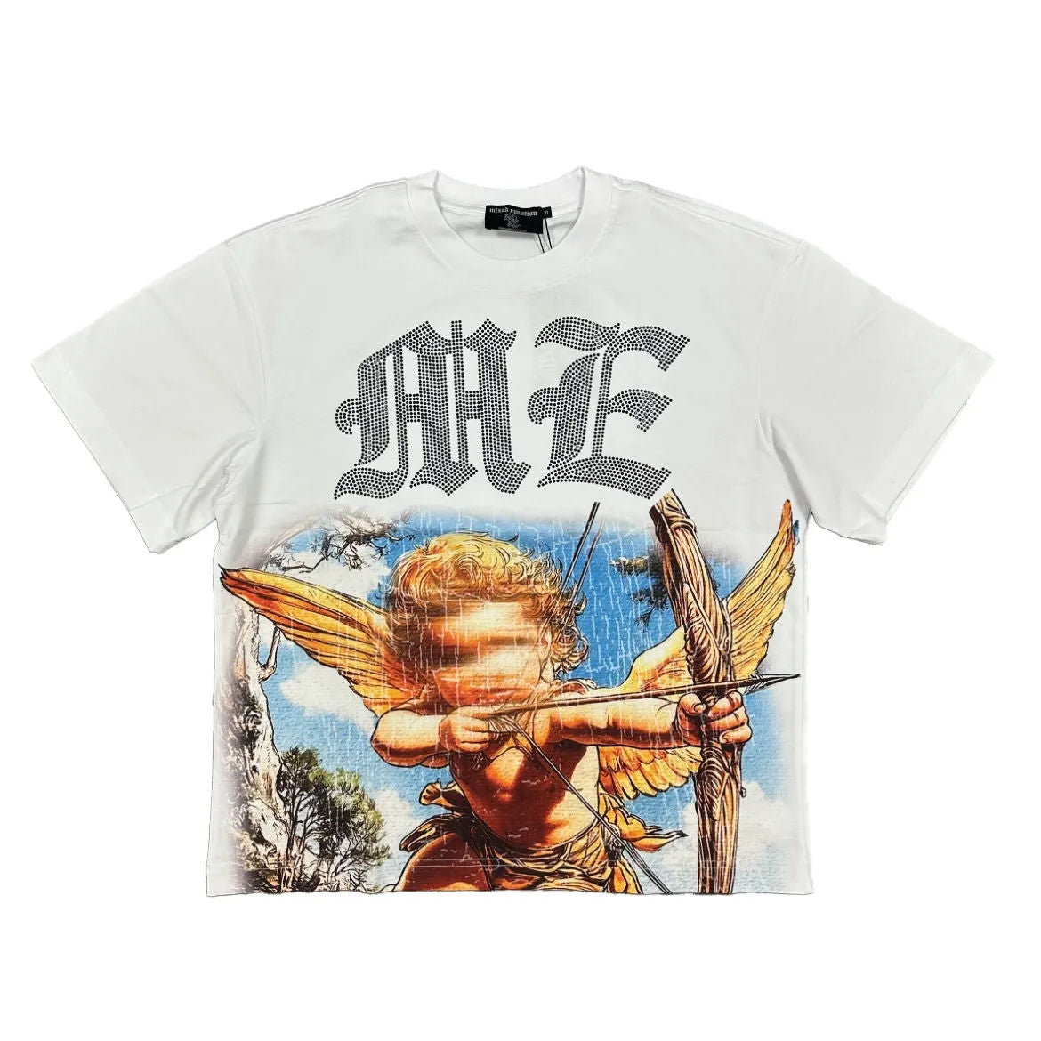 Mixed Emotion Angel Rhinestone Tee (White)