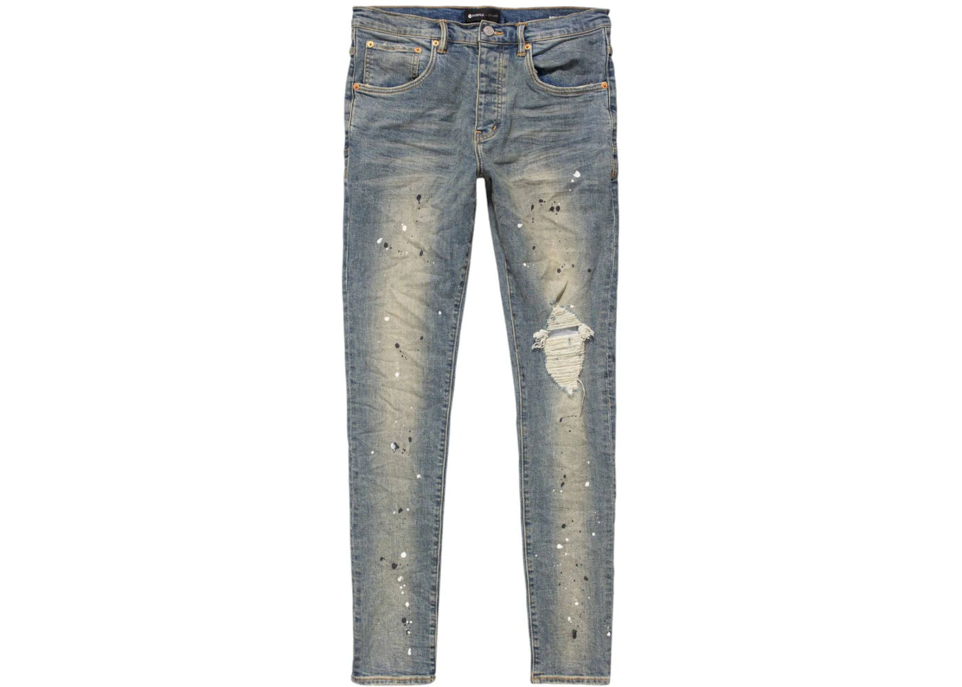 Purple Brand Purple Brand Mid Rise Destroy Paint Jeans Blue - Preowned