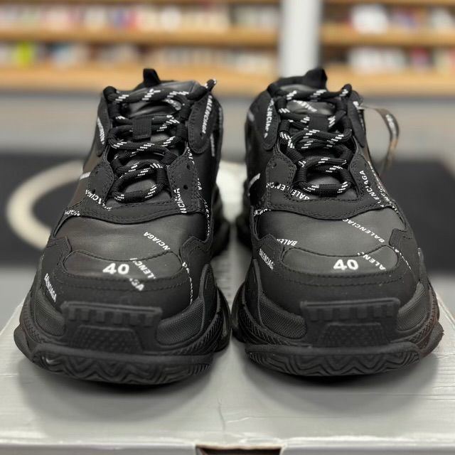 Balenciaga Triple S Allover Logo Black - Preowned