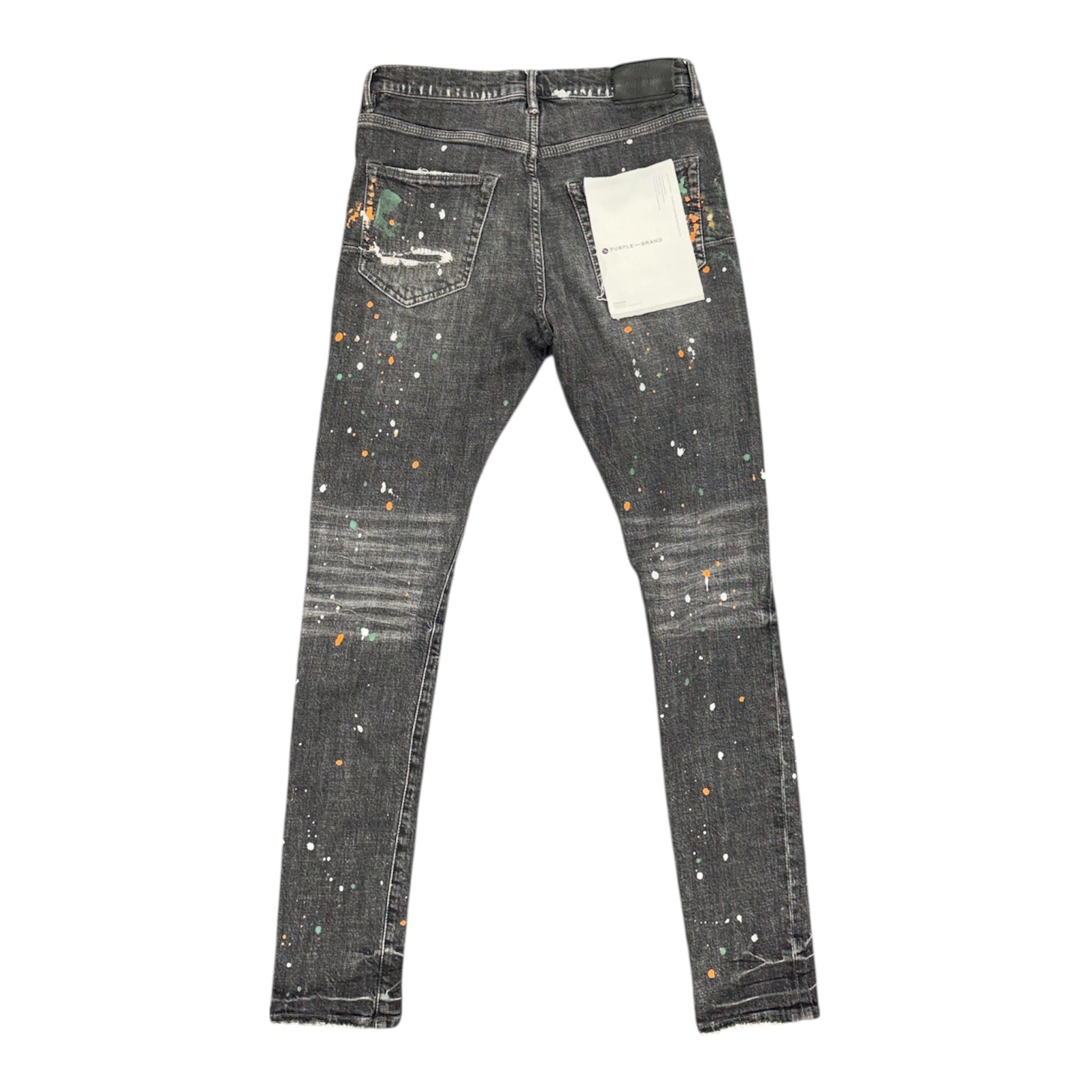 Purple Paint Splatter Distressed Denim (Grey) - Preowned