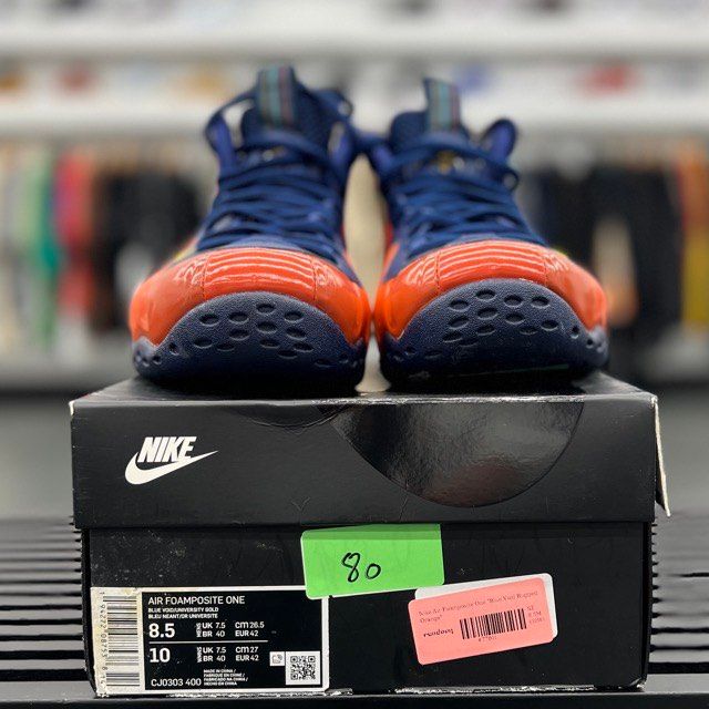 Nike Air Foamposite One Blue Void Rugged Orange - Preowned