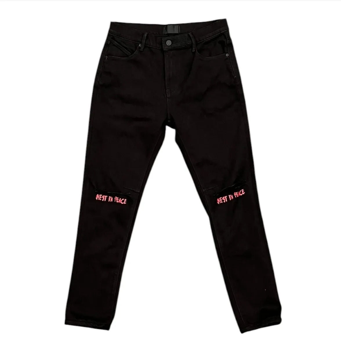 RTA Bryant Skinny Jeans Rest In Peace (Black/Red) - Preowned