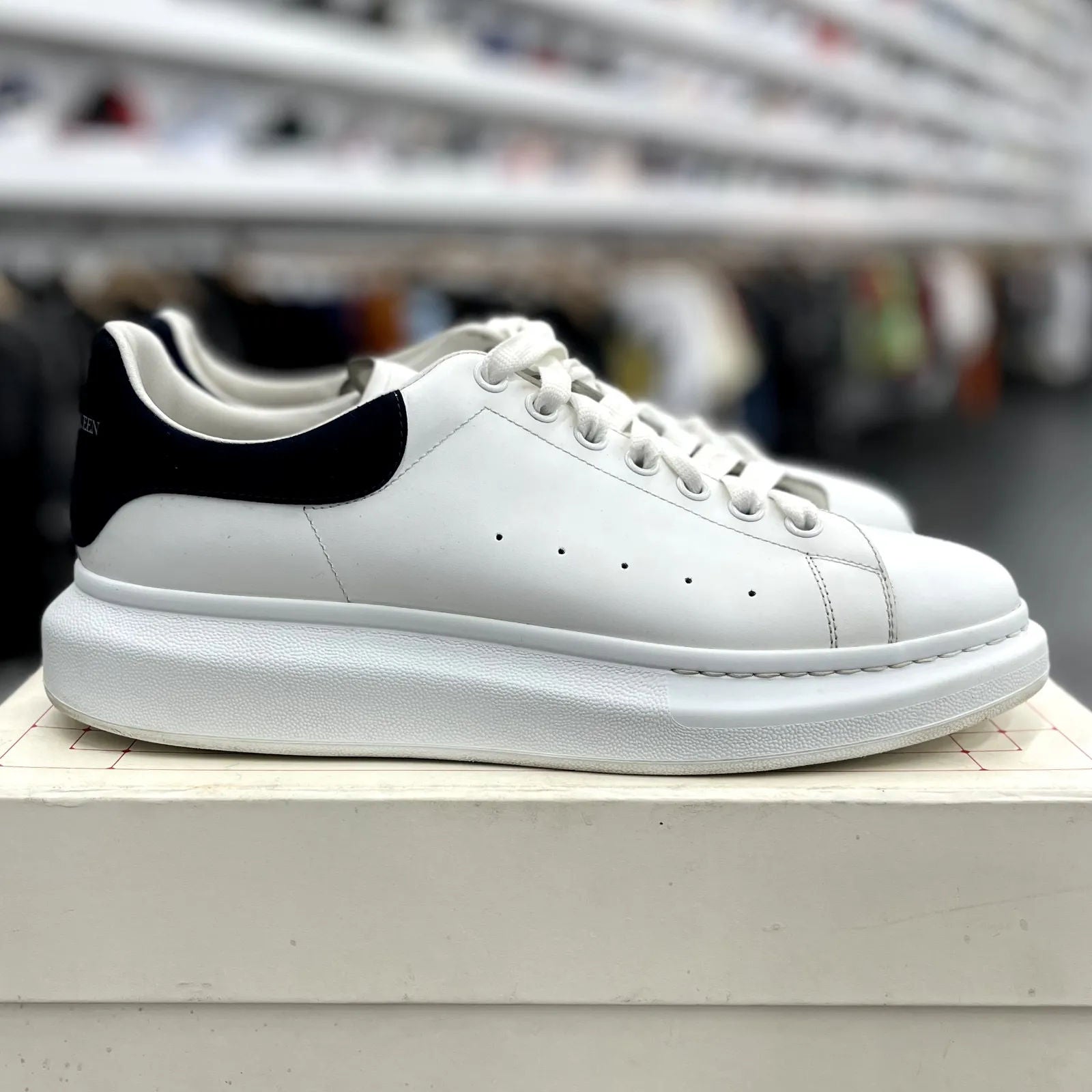 Alexander McQueen Oversized Double Heel White Navy Light Blue - Preowned