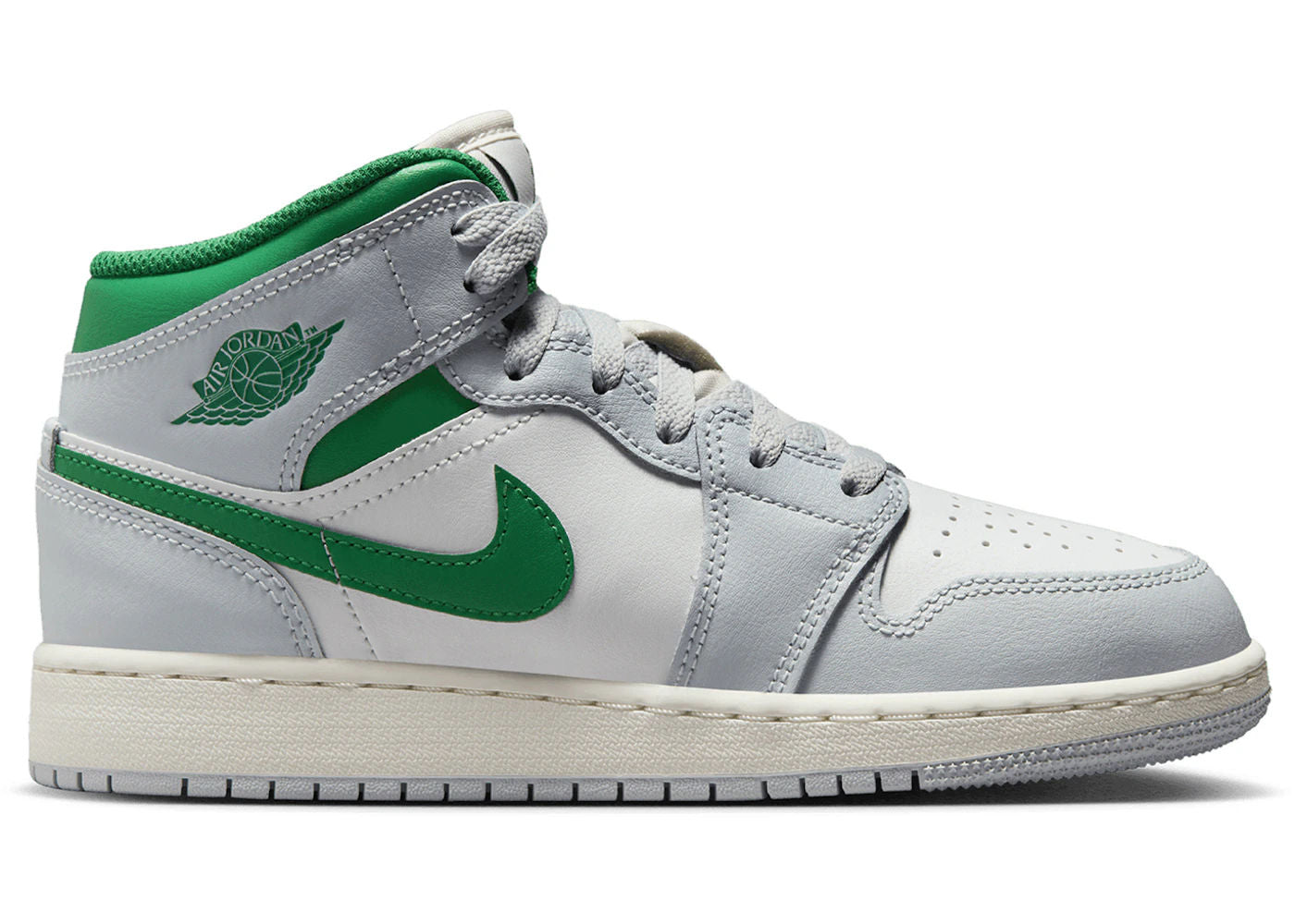 Jordan 1 Mid White Pure Platinum Pine Green (GS) - Preowned