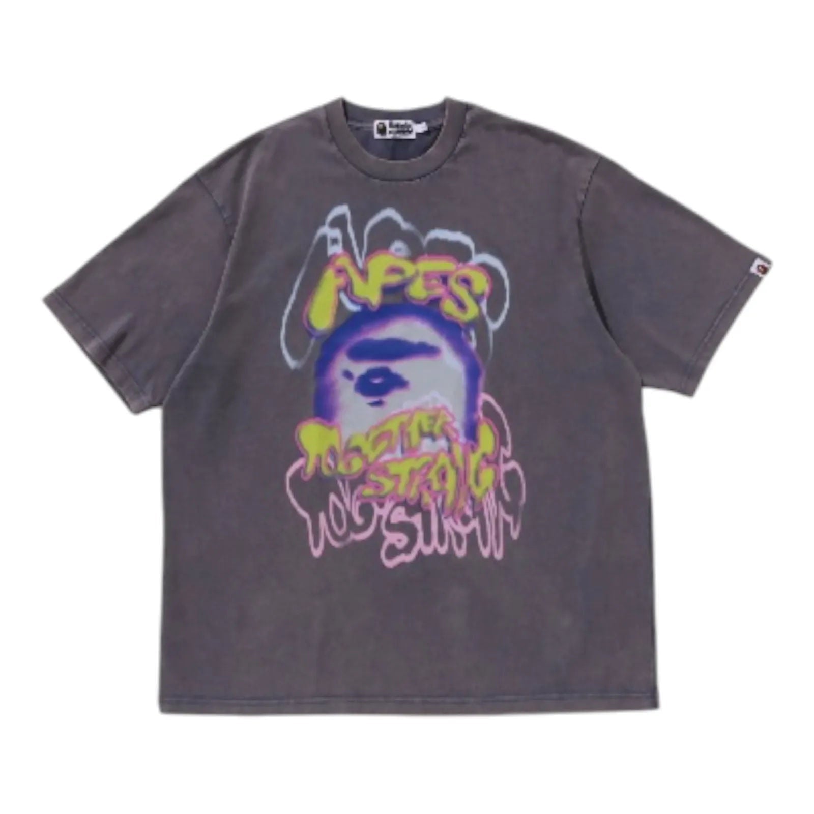 A bathing Ape heavy Washed Logo Tee (Charcoal)