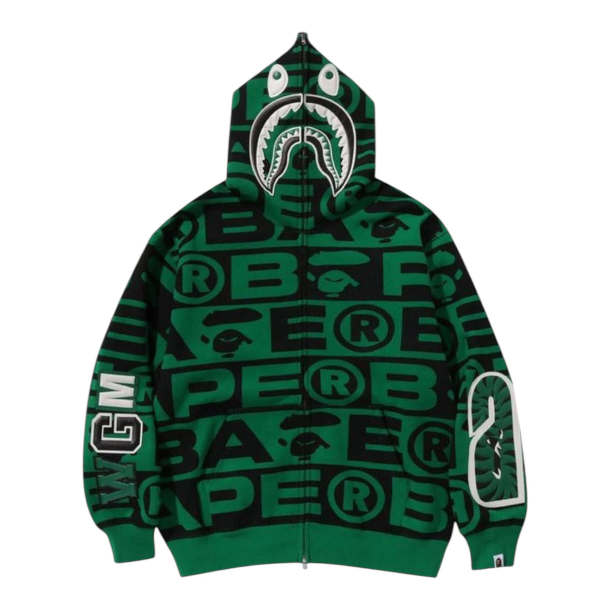 Bape Lux Sport Pattern Shark Full Zip Hoodie (Green)