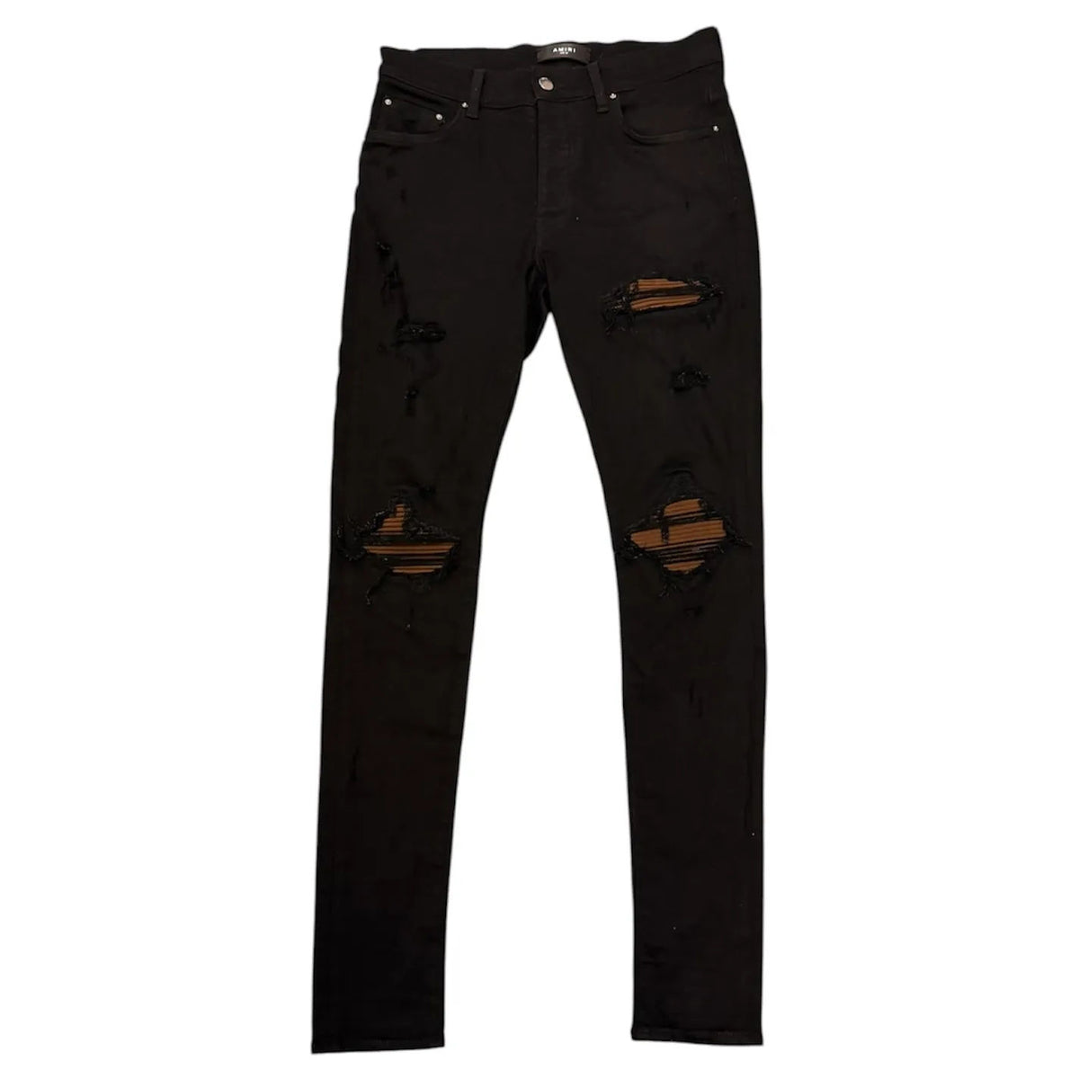 Amiri MX1 Ultra Suede Jean (Black/Brown Patch) - Preowned