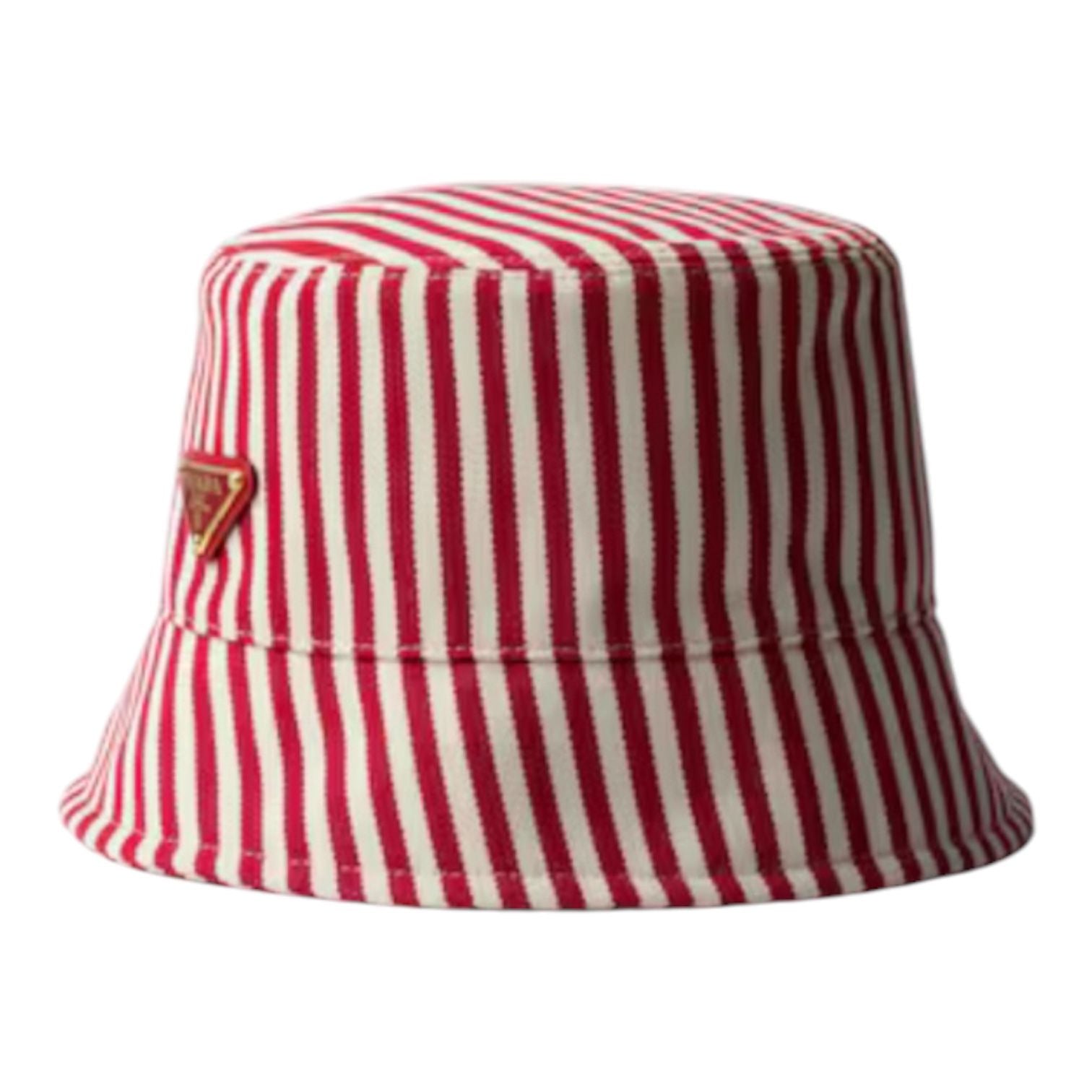 Prada Stiped Cotton Bucket Hat (Red)