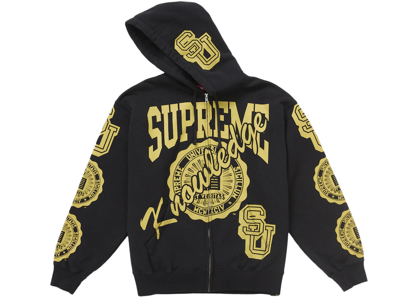 Supreme Knowledge Reigns Zip Up Hooded Sweatshirt Black