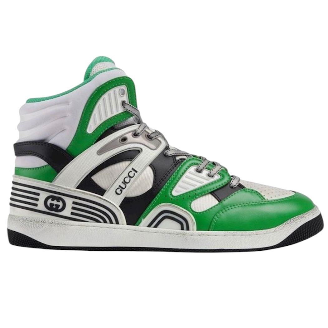 Gucci High Top Basket Sneakers Green Demetra - Preowned