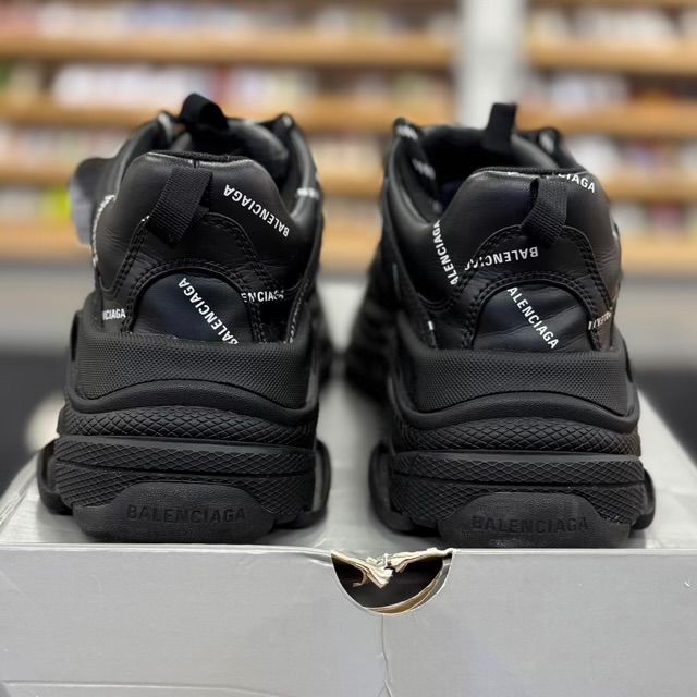 Balenciaga Triple S Allover Logo Black - Preowned