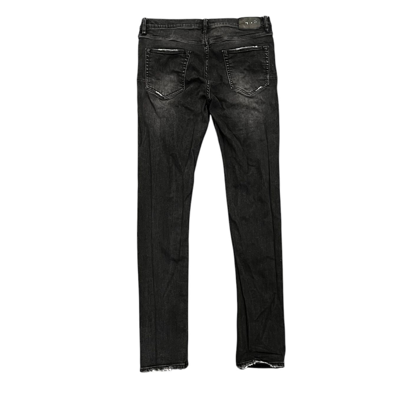 Purple Brand P.001 Splatter Distressed Jeans (Black Wash) - Preowned