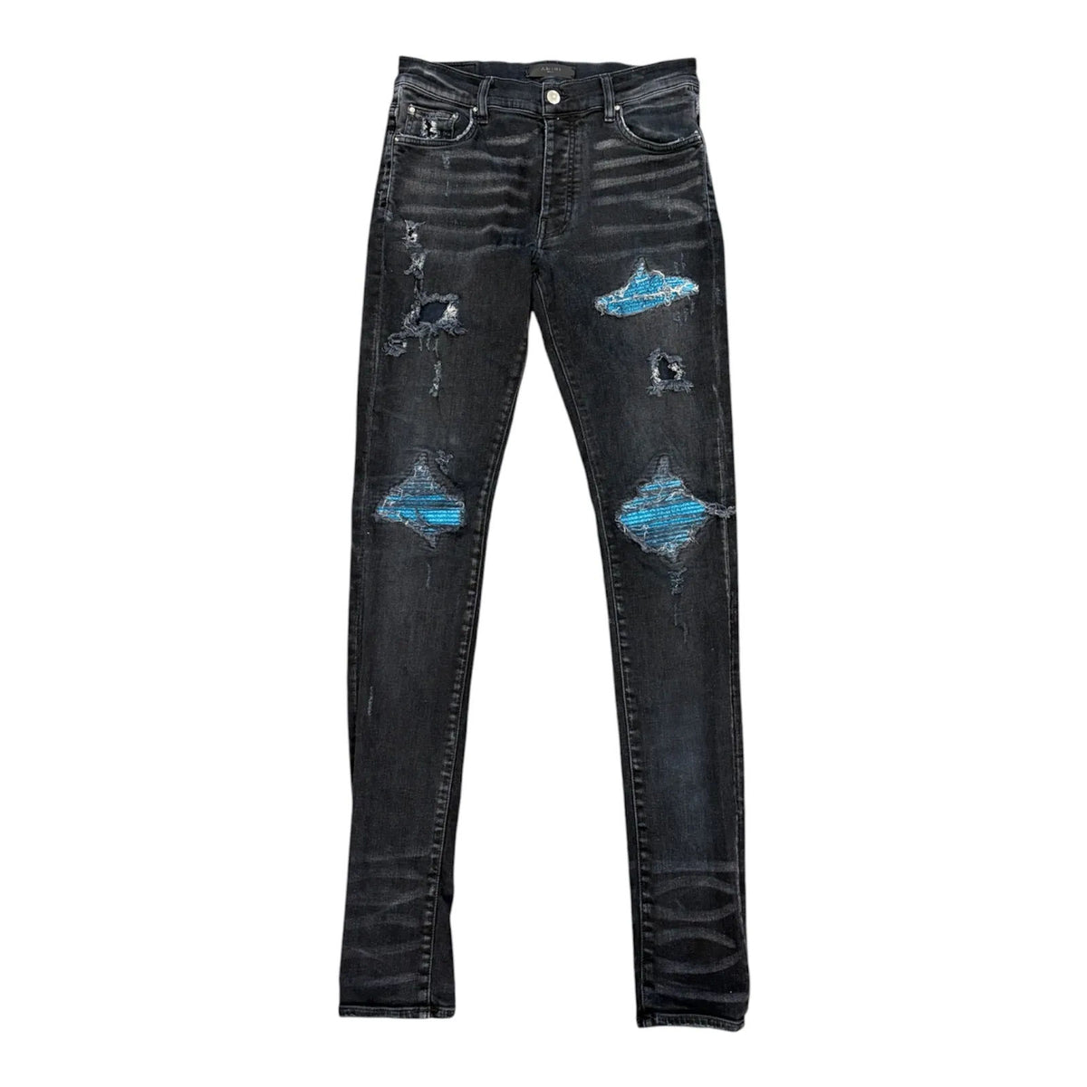 Amiri Mx1 Blue Leather Patch (Black/Blue) - Preowned